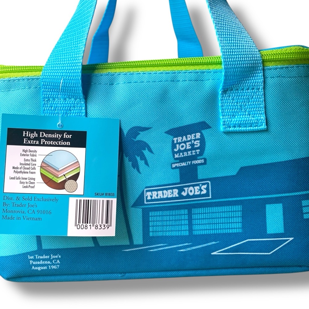 Trader Joe's 1.5 gal Lunch/Small Insulated Tote Blue and Green